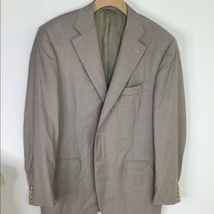 Canali Sport Coat Jacket Beige Khaki Wool Mens 42